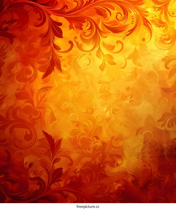 Red flowers on a golden background