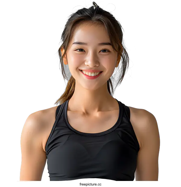 [Transparent Background PNG]Portrait of a smiling Asian woman in sportswear