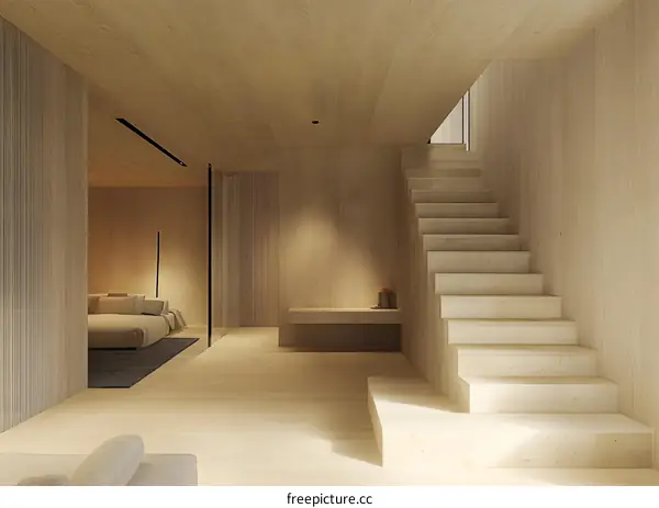 Minimalist Modern Wooden Staircase Interior Design