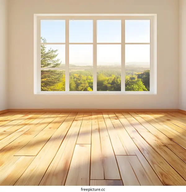 Empty Room with Large Window and Sunlight