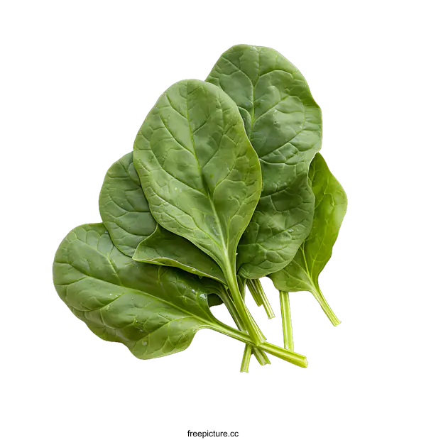 [Transparent Background PNG]Fresh Green Spinach Leaves on White Background
