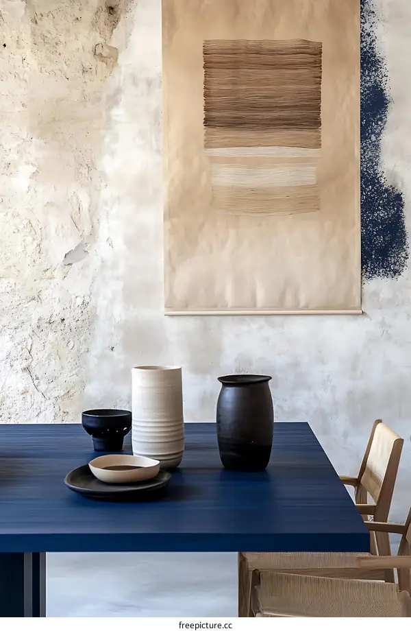 Modern Dining Table with Minimalist Artwork
