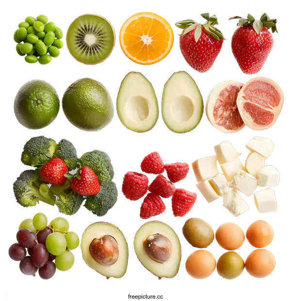[Transparent Background PNG]Fresh Fruits and Vegetables Collage