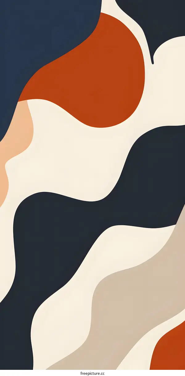 Abstract Wavy Background With Red, Blue, White, and Black Colors