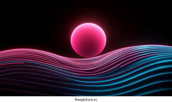 Abstract Neon Wave Sphere Design