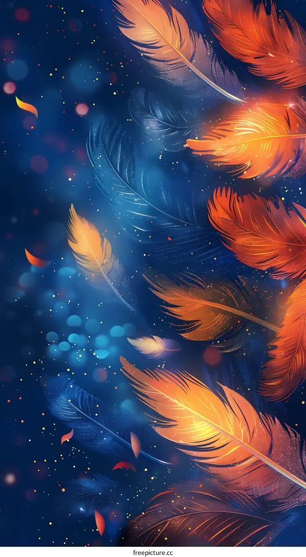 Blue and Orange Feather Illustration