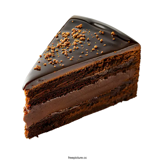 [Transparent Background PNG]Slice of Chocolate Cake Isolated on White