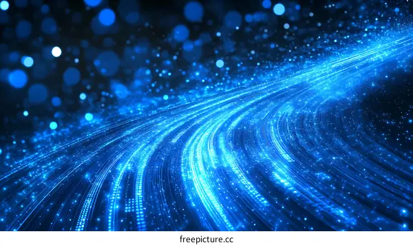 Abstract Blue Light Trails in Space