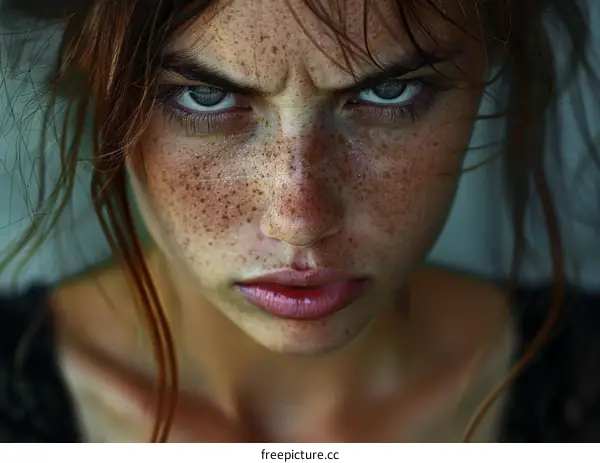 Close-up Portrait of a Woman with Freckles