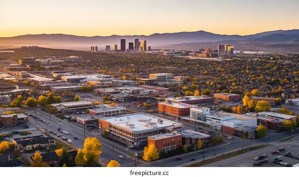 A beautiful aerial view of downtown Fort Collins, Colorado