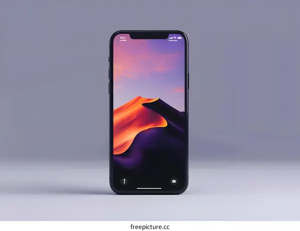 Black Smartphone with Desert Landscape Wallpaper