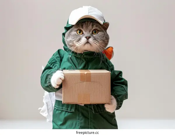 Cat Delivery Driver with Package