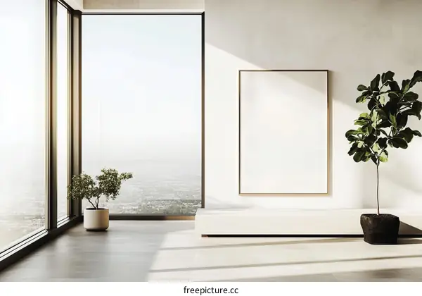 Modern Minimalist Interior Design with Empty Frame