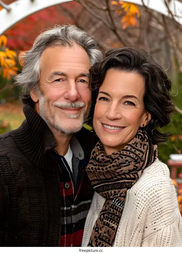 Smiling Couple Portrait in Autumn