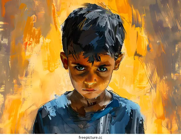 Portrait of a boy with green eyes