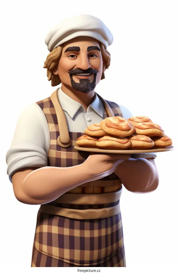 Bearded Baker with a Tray of Pastries
