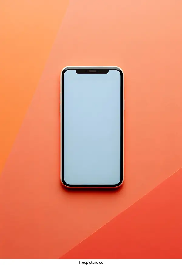 White Smartphone on Orange Background