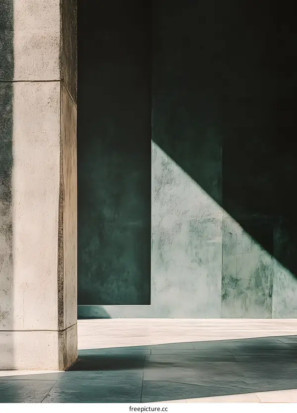Minimalist Architecture With Concrete Walls And Shadows