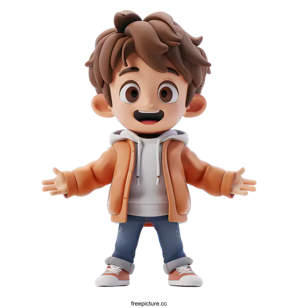 [Transparent Background PNG]3D rendering of a cute cartoon boy