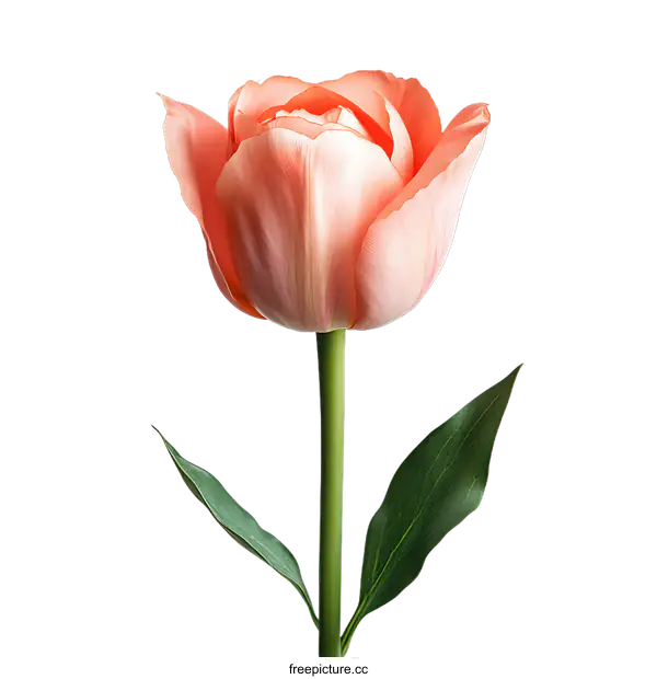 [Transparent Background PNG]Close-up Peachy-Coral Tulip Bloom