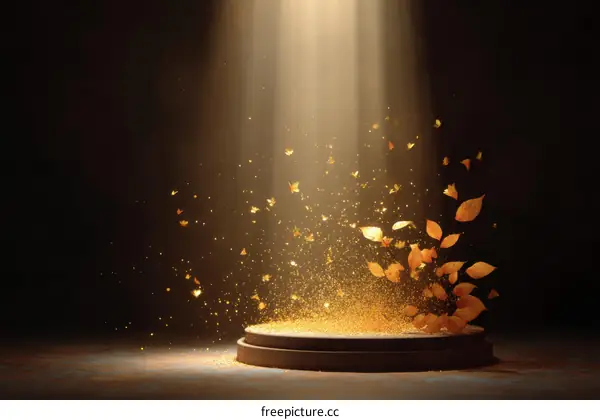 Golden Light Stage with Autumn Leaves