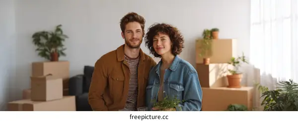 Happy Couple Moving into New Home