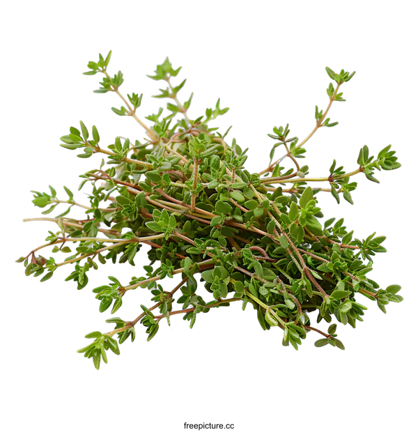 [Transparent Background PNG]Fresh Thyme Sprigs on White Background