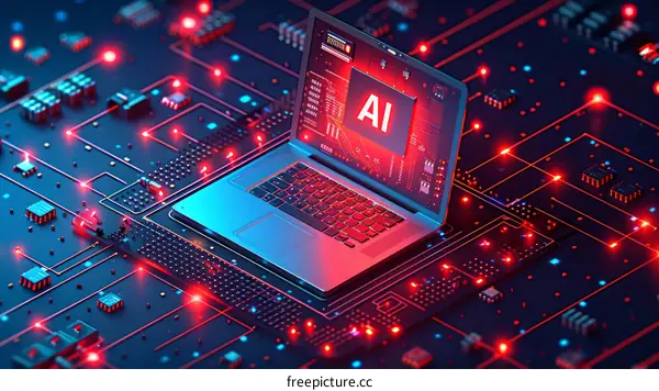 AI Chip on Laptop Circuit Board