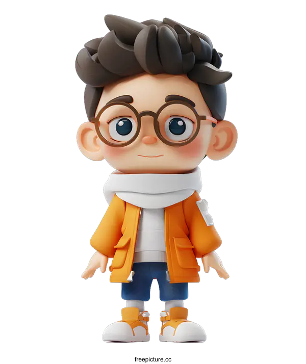 [Transparent Background PNG]3D rendering of a cute cartoon boy