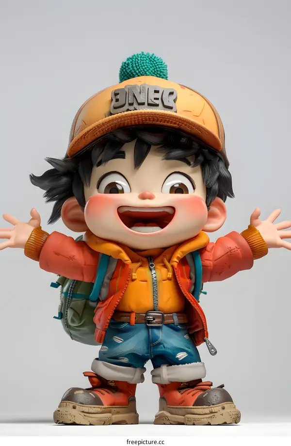 Cute Cartoon Boy Wearing A Cap