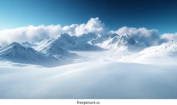 Snowy Mountain Range Landscape Illustration