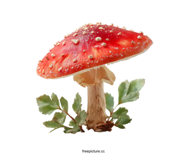 [Transparent Background PNG]Close up of a vibrant red mushroom with white spots