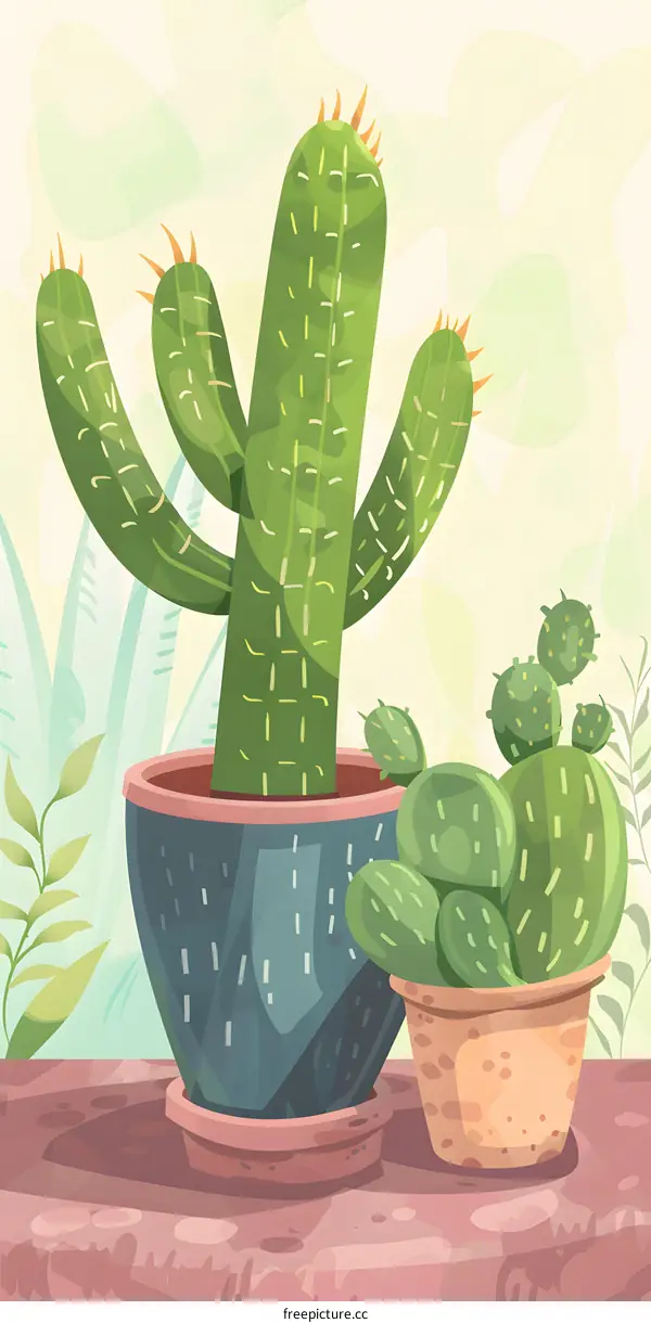 Cactus Plants in Pots on a Table