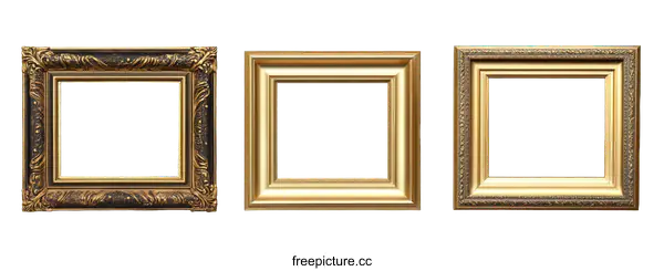 [Transparent Background PNG]Collection of Gold and Dark Gold Picture Frames