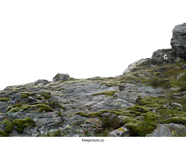 [Transparent Background PNG]Green Mossy Rocks Mountain Landscape