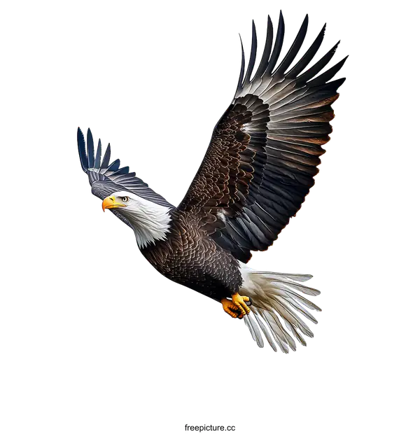 [Transparent Background PNG]Majestic American Bald Eagle in Flight