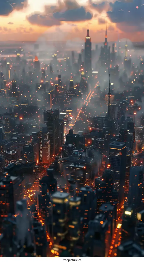 Cyberpunk Cityscape with Glowing Lights