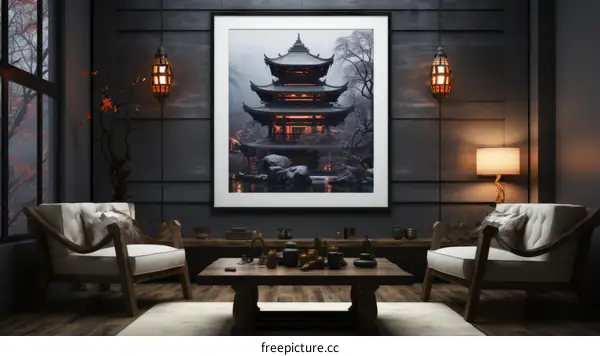 Serene Sanctuary: A Minimalist Lounge with a Zen Garden Vista