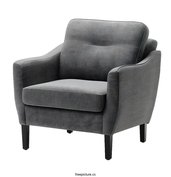 [Transparent Background PNG]Gray Armchair with Black Legs