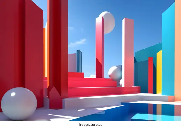 Abstract Geometric Shapes With Minimalist Colors in A Modern Architectural Style