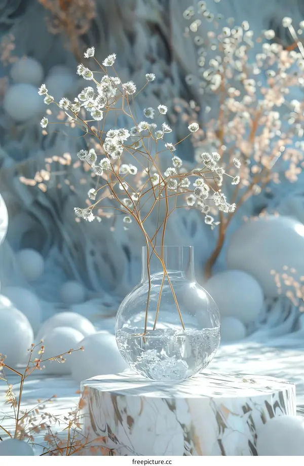 Delicate Floral Arrangement in a Glass Vase