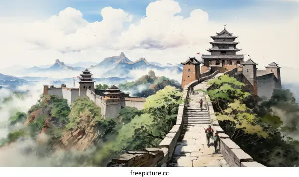 great wall of china illustration