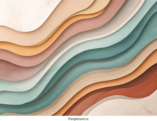Abstract Background with Wavy Layers in Pastel Colors