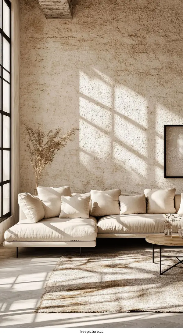 Modern Beige Living Room Interior Design