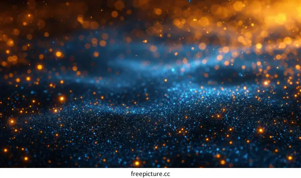 Blue and orange glowing particles background