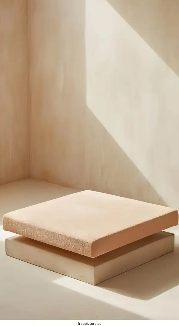 Beige Minimalist Product Display Platform with Natural Sunlight