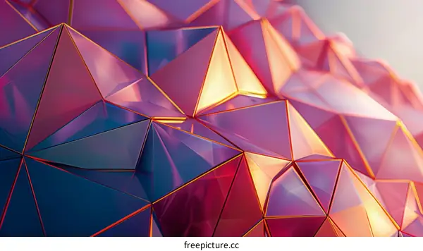 Pink and purple 3D geometric shapes