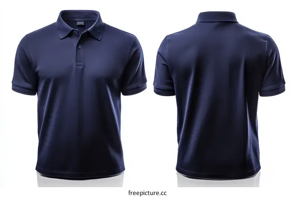Navy Blue Polo Shirt Mockup Front and Back