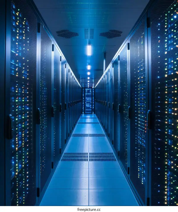 Data Center Aisle with Server Racks