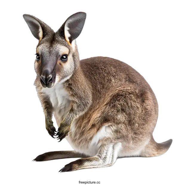 [Transparent Background PNG]Red-necked Wallaby Sitting on White Background